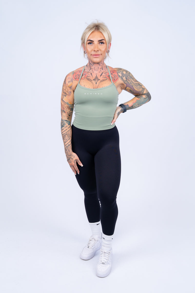 Cross Back Tank Top Light Green