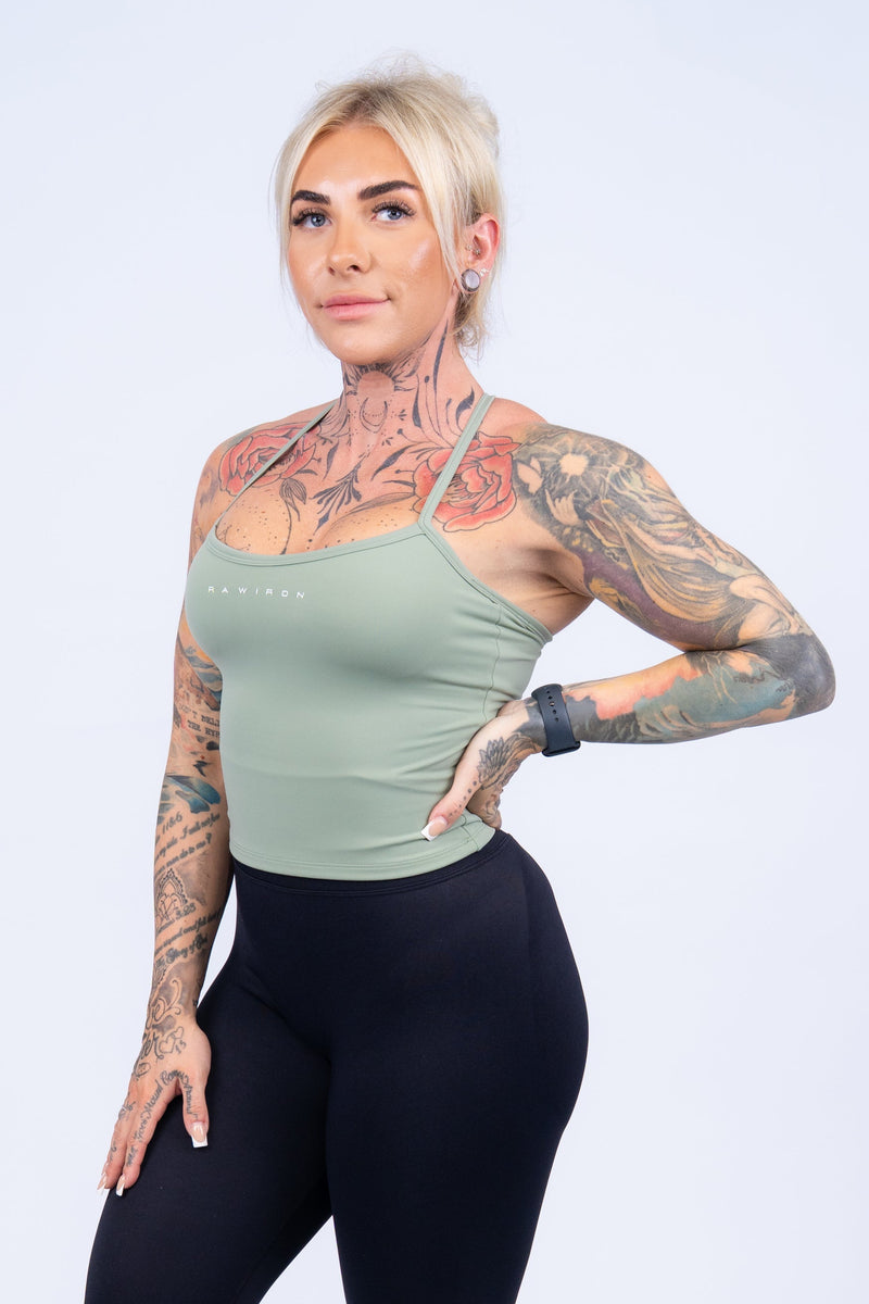 Cross Back Tank Top Light Green