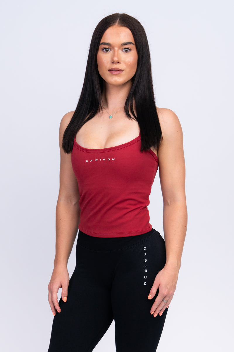 Cross Back Tank Top Ruby Red
