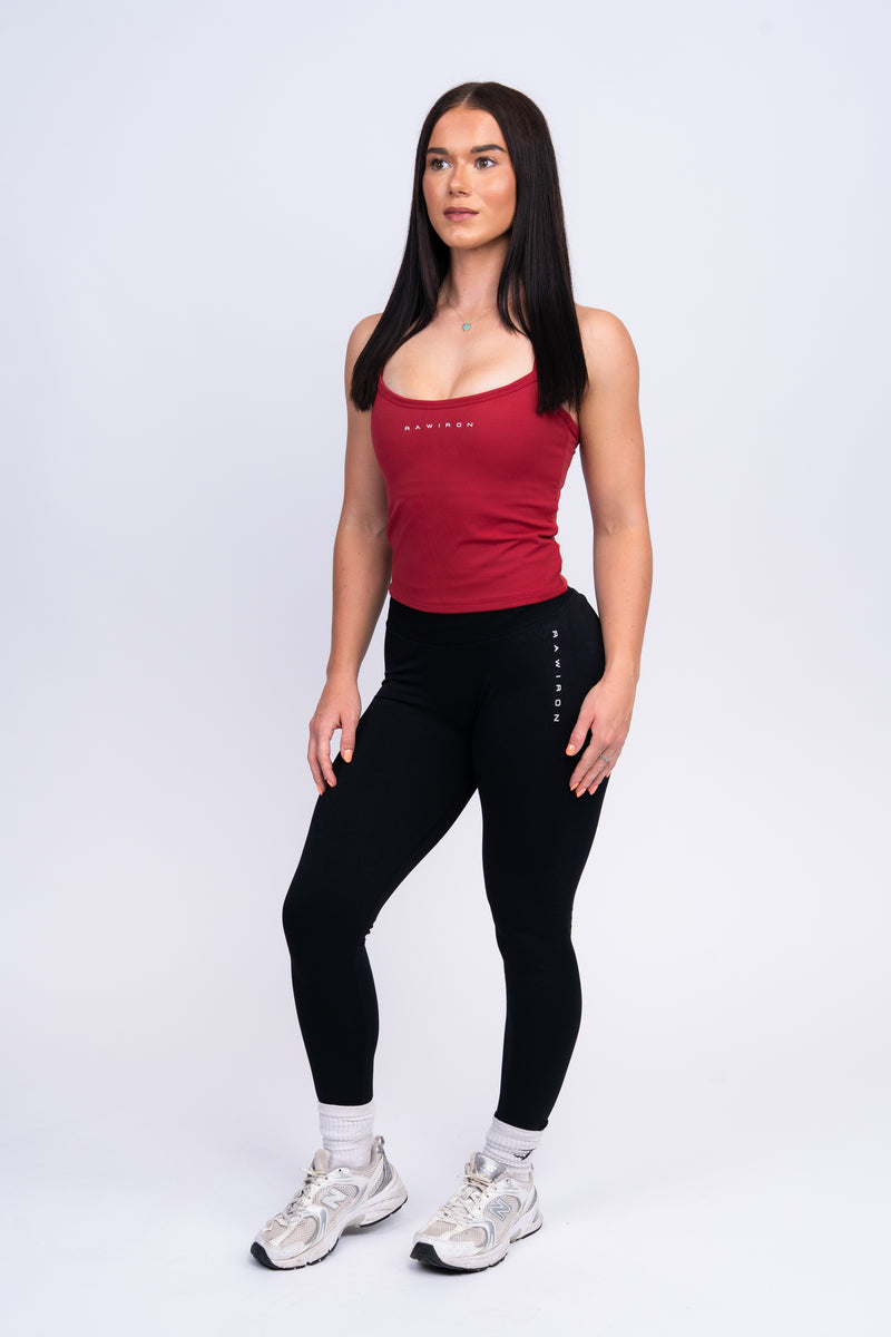 Cross Back Tank Top Ruby Red