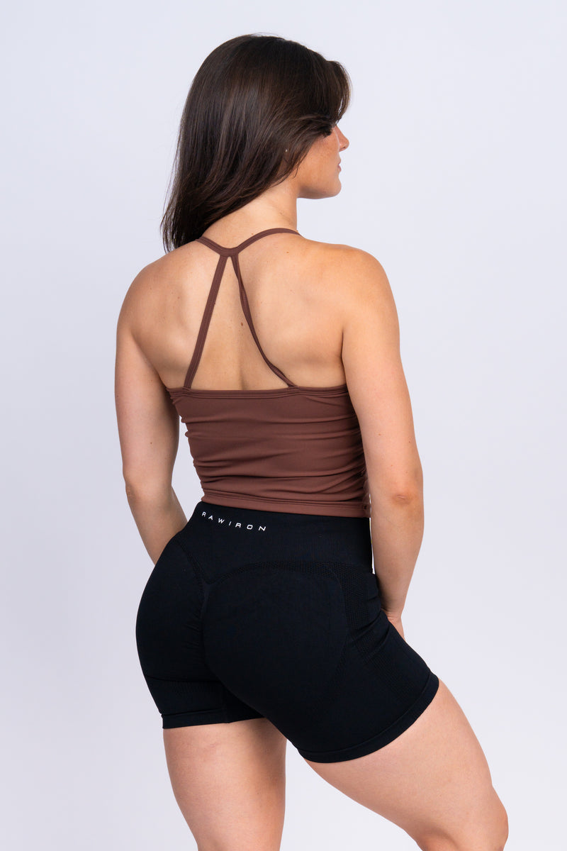 Cross Back Tank Top Mocha