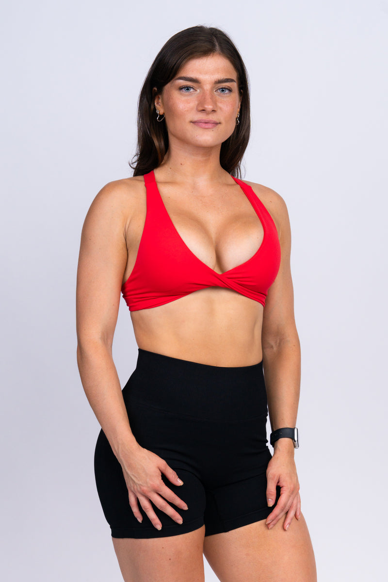 Plunge Sports Bra Red