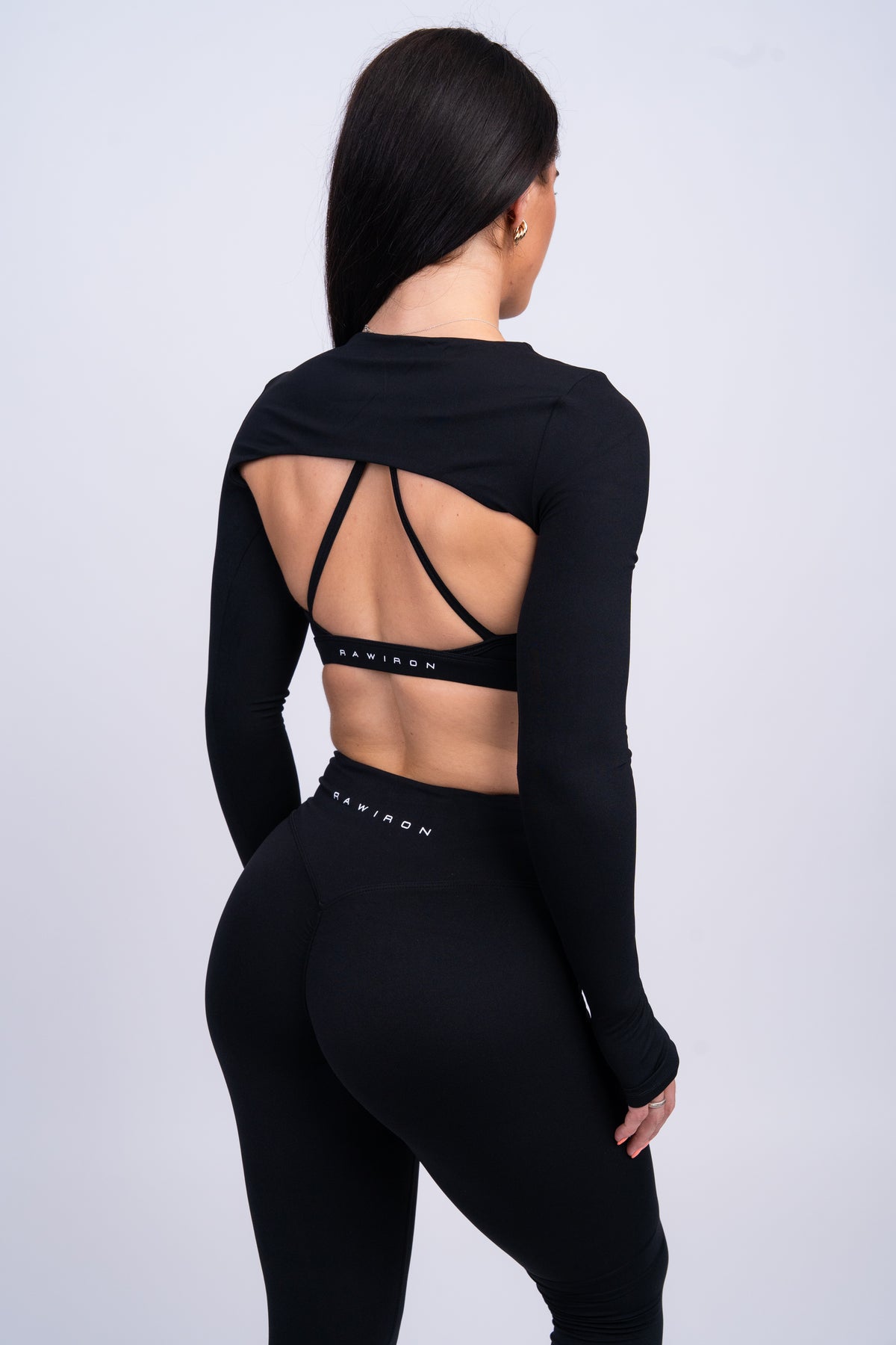 Luxe Shrug, Leggings & Bra Set Black